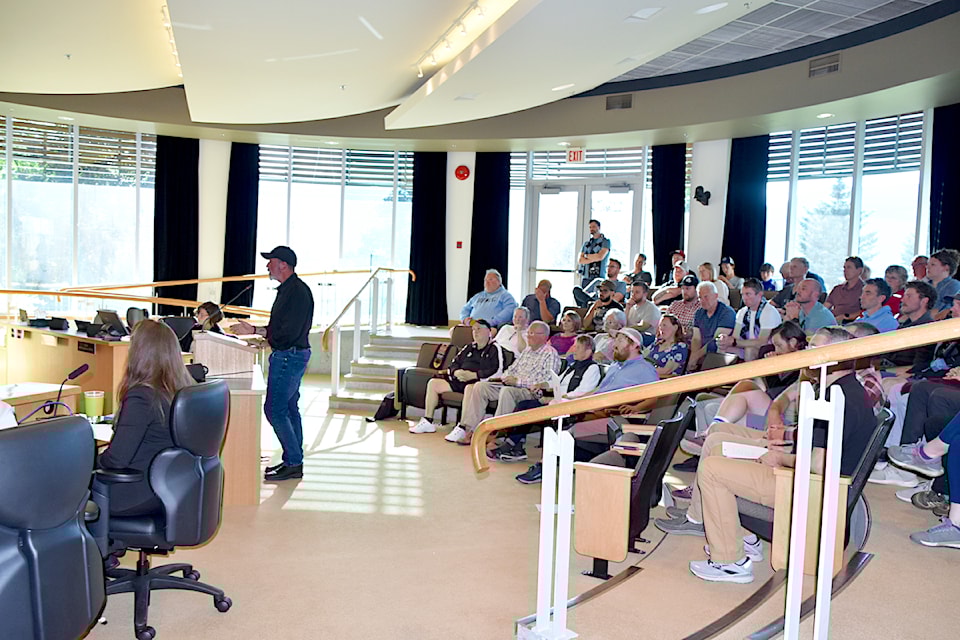 Dan Gunn presents council with a fifth option of a less costly new build, approximately $6-6.5 million, at the open house held in council chambers on June 19.