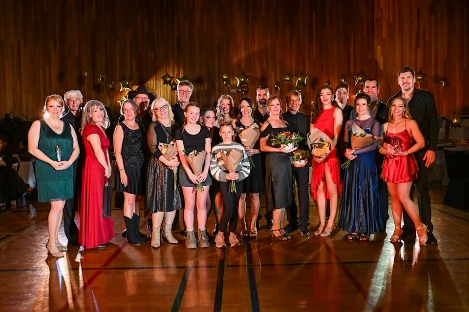 This year's Shuswap Stars coalesce for a photo on the dance floor at the SASCU Recreation Centre on Saturday, Nov. 16, 2024. 