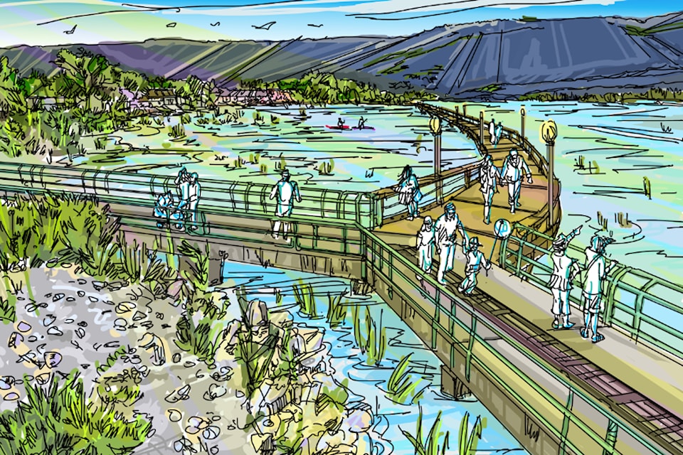 An early illustration of the proposed West Bay Connector trail. 