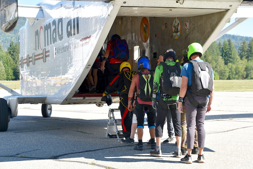 Boarding the plane takes far longer than disembarking for another group of jumpers going up with Skydive Salmon Arm during the 'boogie' on Saturday, Aug. 31. 