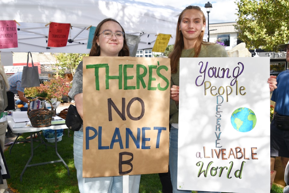 Jackson students present a united front for planet health at the Salmon Arm Climate March and Rally in the Ross Street Plaza on Sept. 27. 
