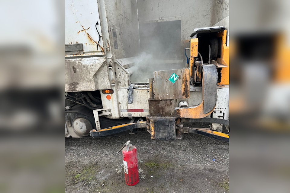 Explosive items, a bag of approximately 100 cellphone batteries, caused a garbage truck to catch fire in Enderby. 