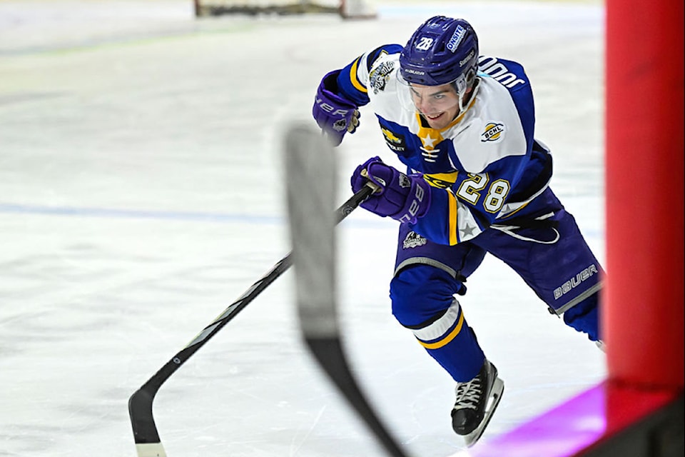 Salmon Arm Silverbacks forward Roenick Jodoin dashes across the ice to become the fastest skater in the Skills Competition during the BCHL All-Star Weekend on Saturday, Jan. 18 at Rogers Rink. 