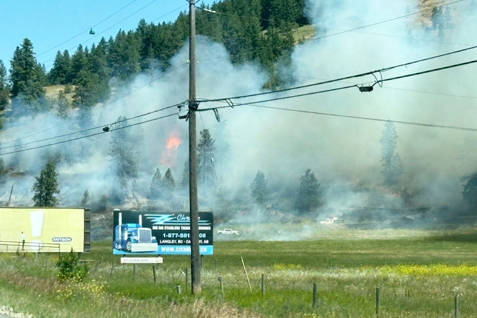 Fire crews are responding to a wildfire spotted along Hwy. 1 west of Chase on June 30, 2025. 