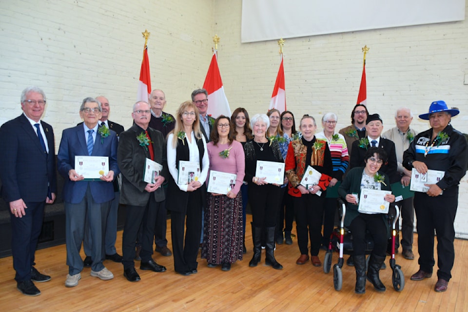 MP Mel Arnold awarded John Angus of Chase a King Charles III Coronation Medal Friday, March 7 at the Enderby Drill Hall. Missing from the photo is Donna Antonishak (Vernon), Coun. Gord Bushell (Sicamous) and Denise Meier (Anglemont).