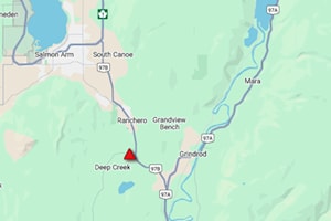 Flooding forces closure of Deep Creek Road by Hwy. 97B in Shuswap