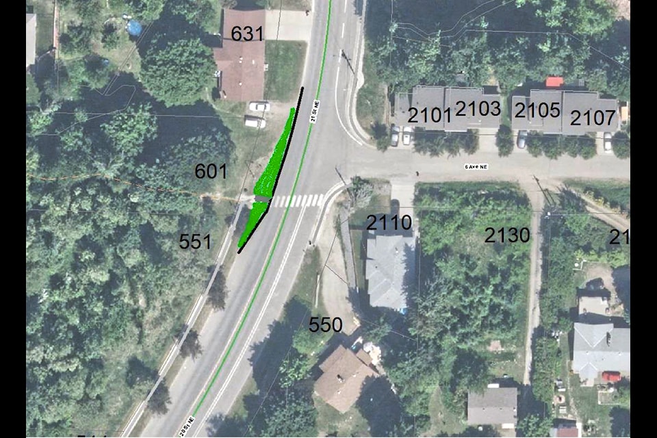 The City of Salmon Arm is applying for a grant to fund safety improvements at the Turner Creek crosswalk on 21st Street NE.