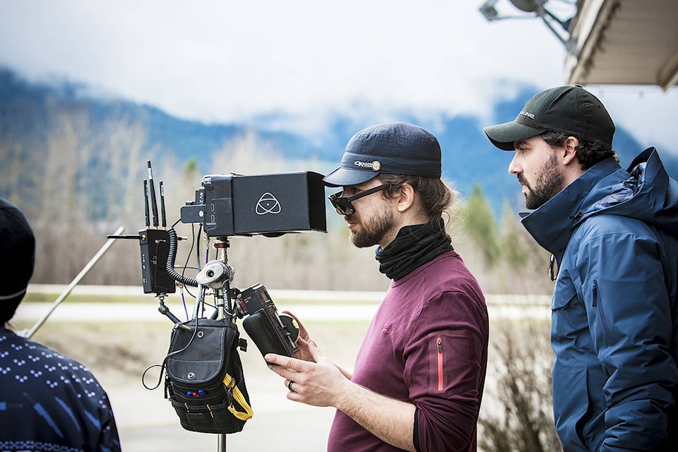 Director Gabriel Correa reviews a shot during the portion of the short film Beautiful Gun which was shot in Malakwa and Revelstoke. (Jen Fowler/Pure Life Photography)
