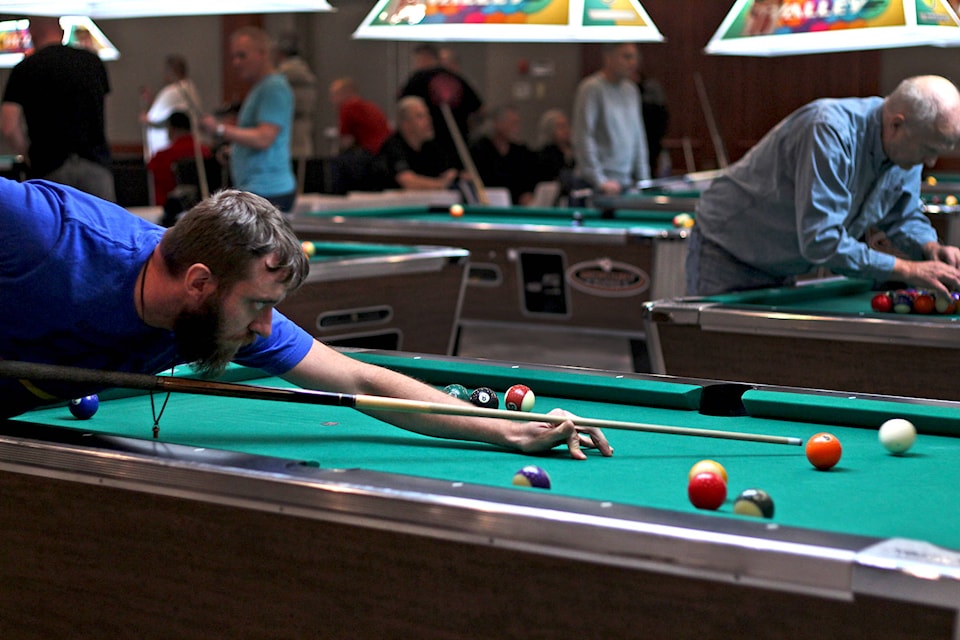 This player’s wide eyes took in every angle before finally taking the shot on Feb. 27 at the Falcon CCS B.C. Championships. The event is being hosted at the Penticton Lakeside Resort until March 3. Jordyn Thomson-Western News