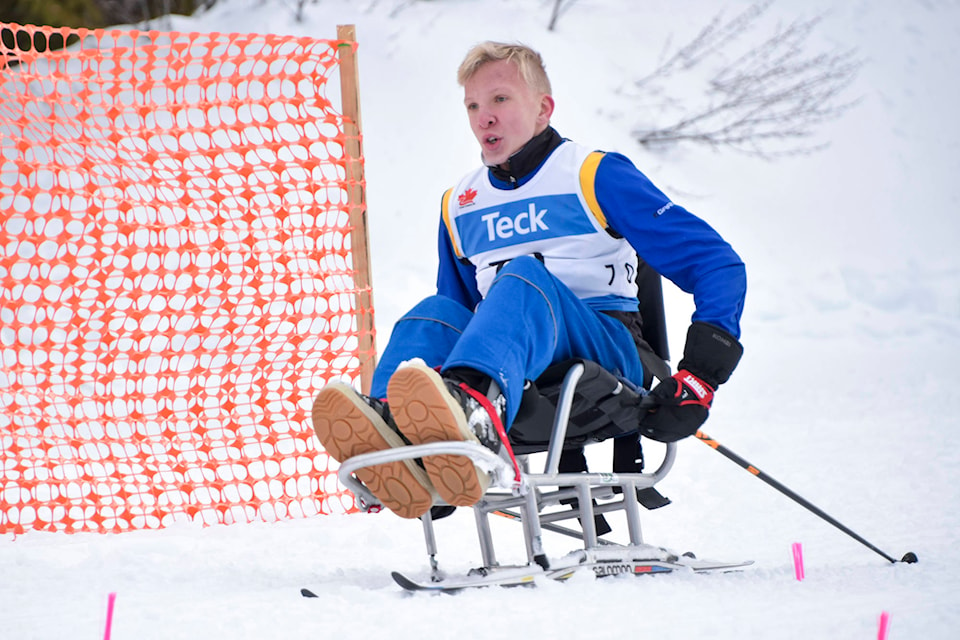 Kaden Baum draws closer to the finish line at the 2020 Teck BC Cup held at the Larch Hills Nordic Society on Saturday, Jan. 4. (Cameron Thomson/Salmon Arm Observer)