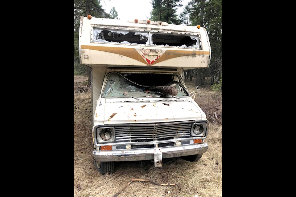 A trailer was driven up in the hills of the Westside and trashed sometime in late March. (Daryl Robertson photo)