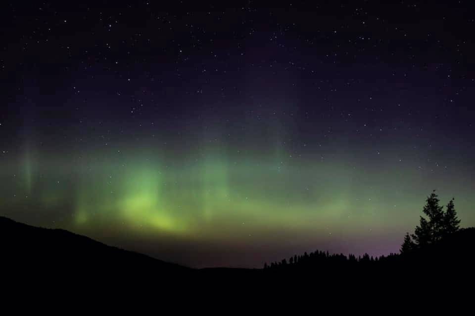 Nick Clements captured a photo of the Northern Lights over Oyama Friday night, April 16, 2021. (Nick Clements photo)