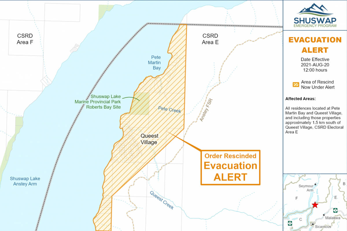 Evacuation order rescinded, alert issued for communities north of