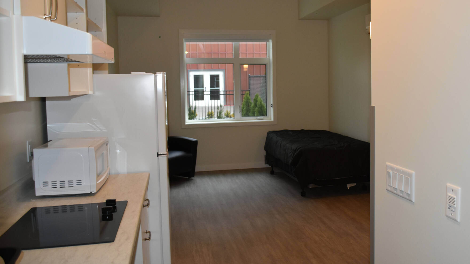 This is one of the unoccupied studio units in Cedar Place supportive housing in Salmon Arm, built to provide housing and on-site supports for people who are without homes or are at risk of becoming homeless. (Martha Wickett - Salmon Arm Observer)