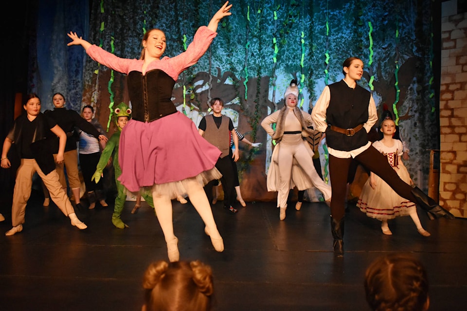 The main cast of Just for Kicks dance studio’s presentation of Tangled, rehearsing on Saturday, March 4, 2023. (Rebecca Willson- Salmon Arm Observer)