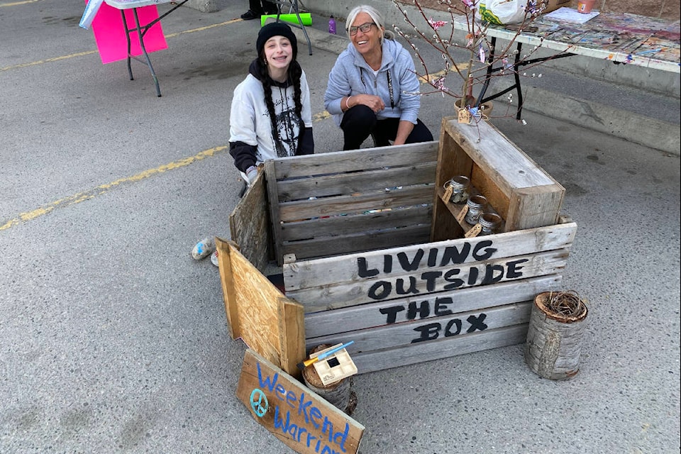This Penticton art duo participated in the Sculpture Contest at the Ignite the Arts Festival’s art walk. (Logan Lockhart- Western News)