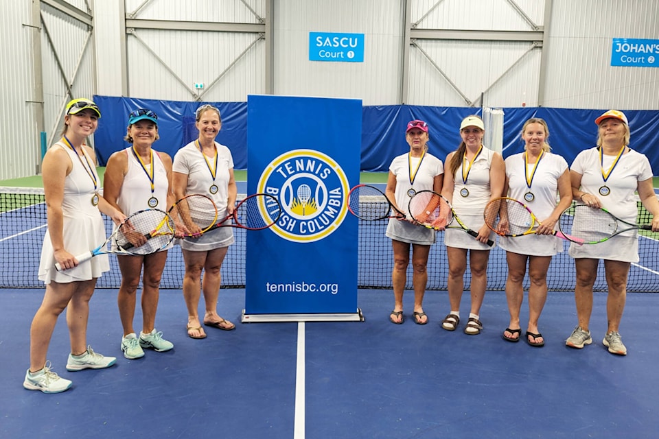Team Salmon Arm 4.0-4.5 Women’s champions, The Ace Kickers: Wallis Thompson, Mary Potter, Marietjie Bonthuys, Rénée Riopelle, Aaliyah Martin-Patterson, Shannon Hecker and DeeDee Shattock. (Contributed)