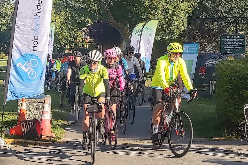More than 200 participants walk or bike five to 100 kilometres during the annual Greater Victoria Ride Don't Hide for the Canadian Mental Health Association.