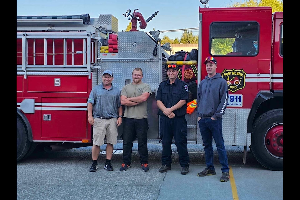 Port McNeill Fire Rescue sent three firefighters, and also one from Port Alice. (Port McNeill Fire Rescue Facebook photo) 
