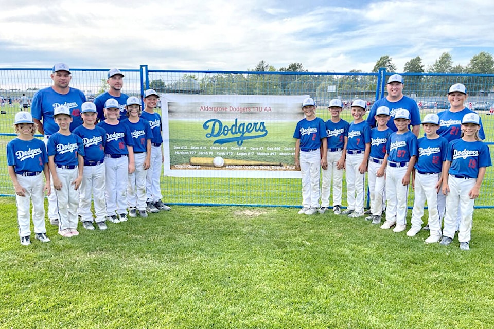 Aldergrove Dodgers won silver at the 11U AA B.C. Minor Baseball Provincial Championships in Surrey on Aug. 6. (Special to 91ԭ Advance Times) 