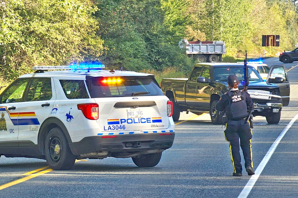 Police were at an incident at 264th Street and Robertson Crescent Tuesday morning, Sept. 5, 2023. (Dan Ferguson/91ԭ Advance Times) 