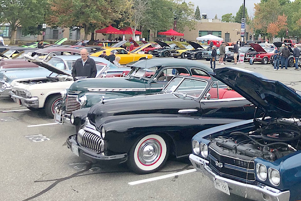  An estimated 230 cars turned out for the 39th annual ‘picnic in the park’ fundraising car show at the Kwantlen Polytechnic University campus parking lot in 91ԭ City on Labour Day Monday, Sept. 4. It was the first time the event has been held at KPU, and it attracted 230 vehicles despite overcast conditions. (Special to 91ԭ Advance Times) 