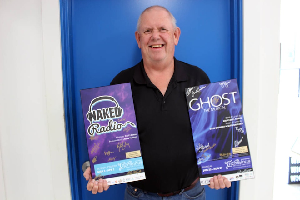 Brent Dellebuur of Duncan Iron Works displays plaques his company receives for each show for being a season sponsor, autographed by cast members. (Photo by Don Bodger) 