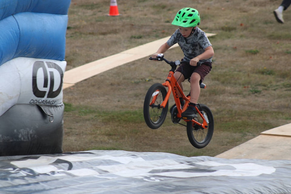 Harvey Simmons, 6, struts his stuff at the second annual Alberni Valley Jump Jam, Sunday, Sept. 10 at Gyro Williamson Park. (SONJA DRINKWATER/ Special to the AV News)  