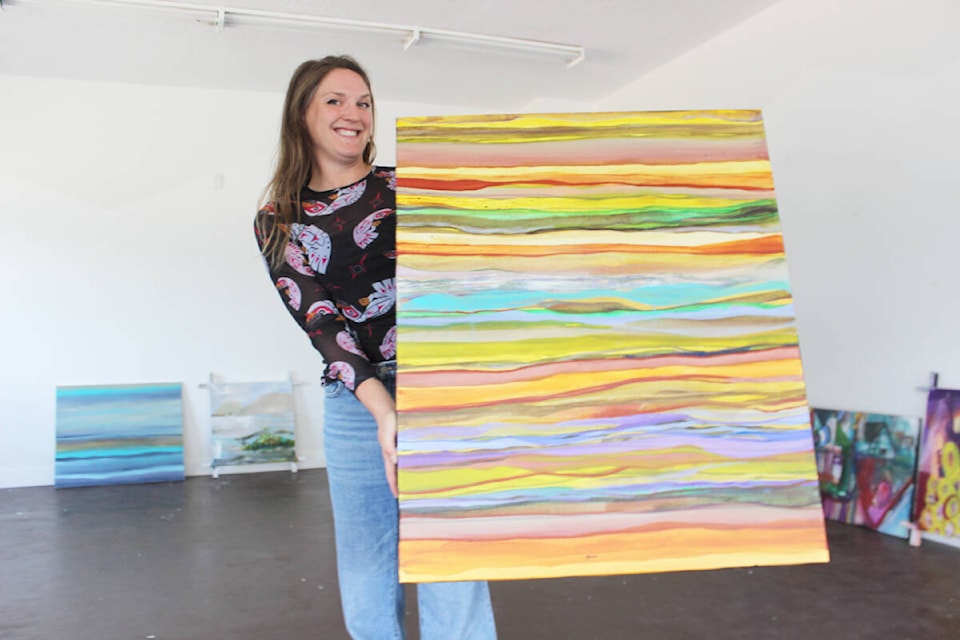 Skye Skagfeld’s colourful art, like this piece depicting the Earth’s multi-faceted layers, will be on display at her exhibit next week. (Photo by Don Bodger) 