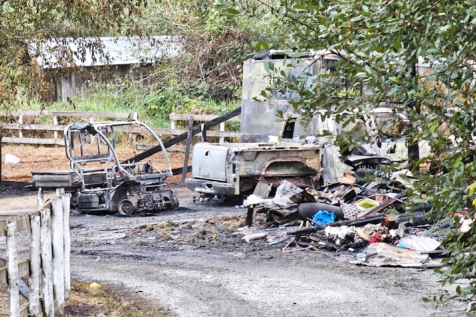  Aftermath of a 91ԭ barn fire on 3rd Avenue near 216 Street on Monday, Sept. 18, that injured two people. (Dan Ferguson/91ԭ Advance Times) 