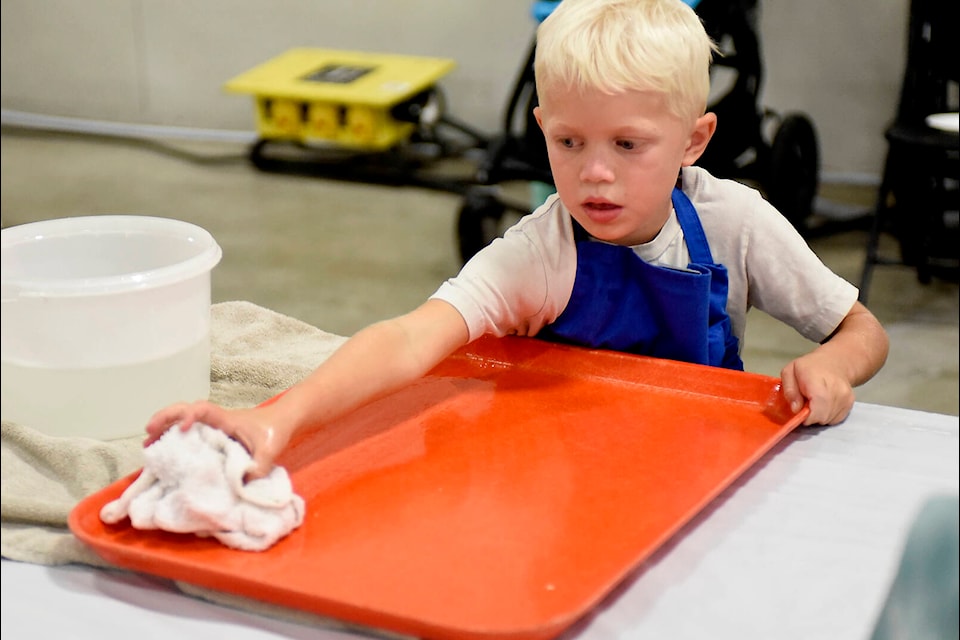 A young boy gets an early opportunity to volunteer at the MCC Festival for World Relief in Abbotsford. (John Morrow/Abbotsford News) 