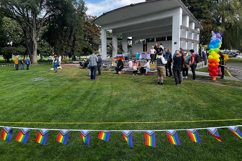 The Polson Park Bandshell was rented out prior to the protest by a group of anti-protesters. (Bowen Assman- Morning Star) 