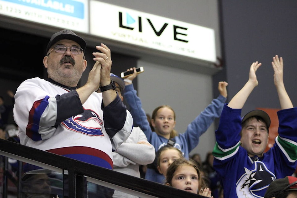 The Vancouver Canucks held an intrasquad scrimmage at the Save-On-Foods Memorial Centre during day three of their Victoria training camp on Sept. 23. (Jake Romphf/News Staff) 