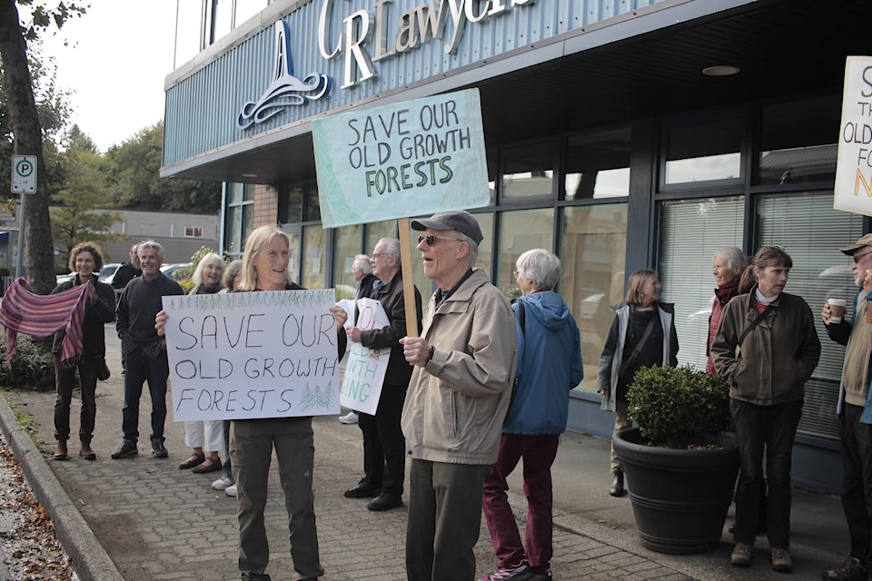 A group of protesters went to MLA Michele Babchuk’s office to protest old growth logging. Photo by Marc Kitteringham/Campbell River Mirror 