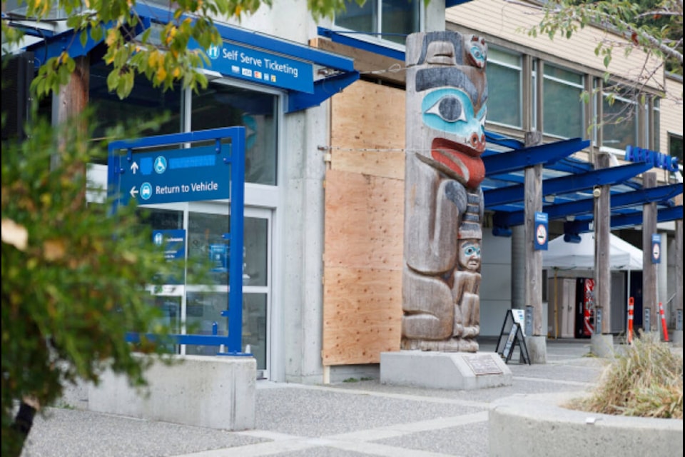 The totem pole when it was located at Horseshoe Bay. (BC Ferries photo) 