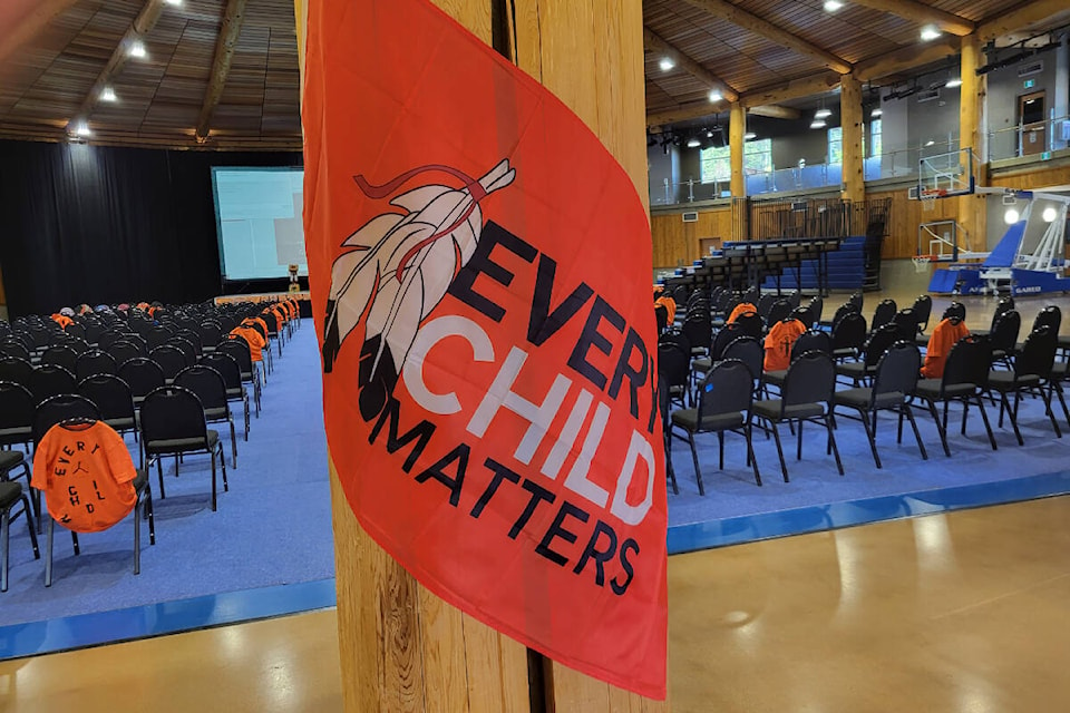 The Splatsin Community Centre near Enderby hosted a Truth and Reconciliaton Day event Thursday, Sept. 28, that brought the three schools in Enderby together for the first time on the same program. (Roger Knox - Morning Star) 