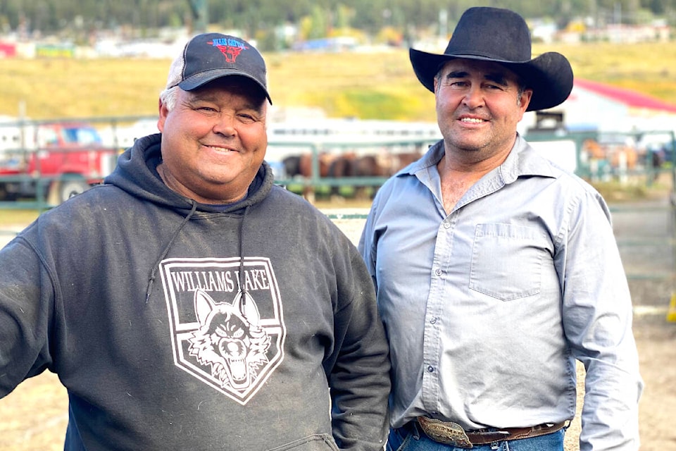 Roy (left) and Earl Call have spent a lifetime working in and promoting rodeo. (Angie Mindus photo - Williams Lake Tribune) 