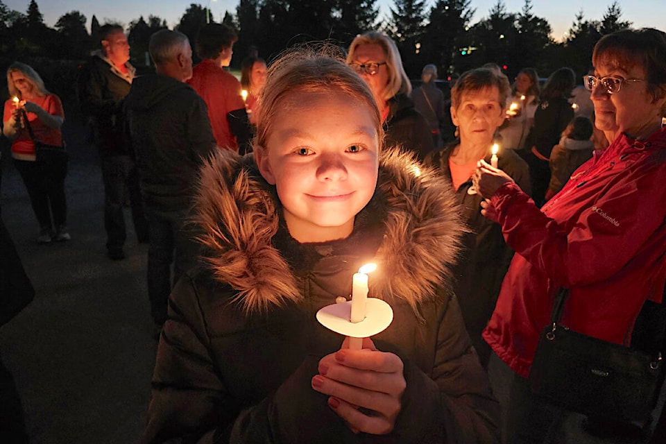Hundreds turned out Saturday, Sept. 30 for a candle light walk at Derek Doubleday Arboretum in Langley to mark the third National Day for Truth and Reconciliation. (Dan Ferguson/Langley Advance Times) 