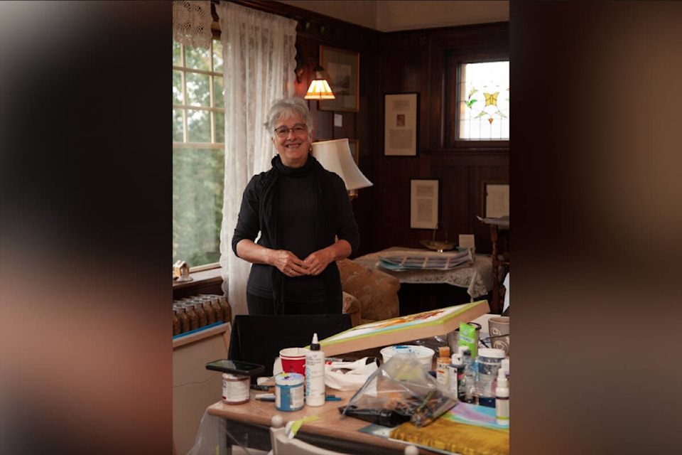Artist in residency Doris Charest, from Alberta, in the dining room at Coldstream’s Mackie Lake House. Charest’s exhibit will be at the Vernon Public Art Gallery, opening Thursday, Oct. 5, from 6-8 p.m., and running until Dec. 20. (Contributed) 
