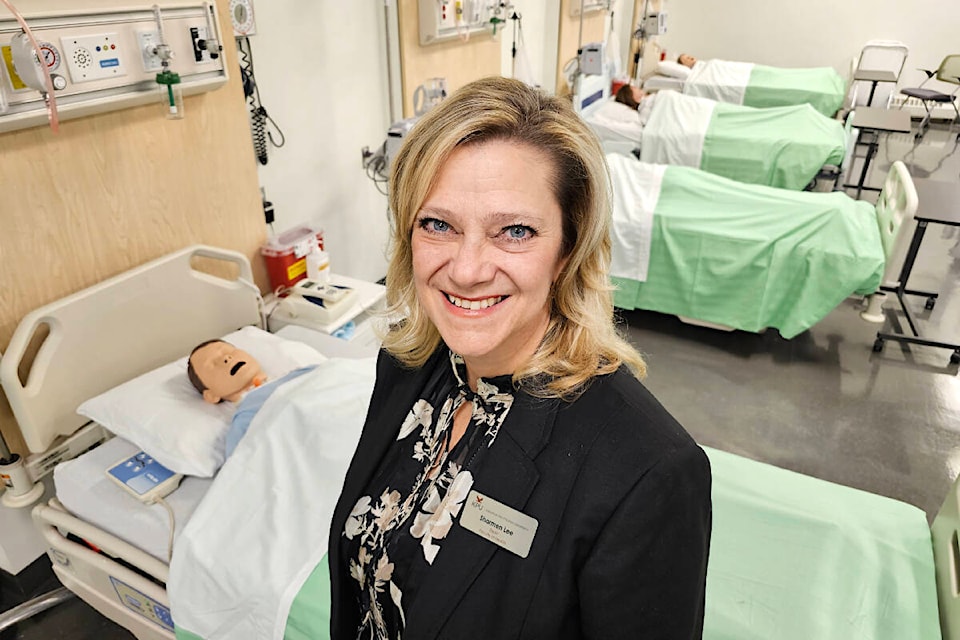 Sharmen Lee, dean of the Faculty of Health at KPU, in a new training ward at the 91ԭ campus with simulated patients on Tuesday, Oct. 10. (Dan Ferguson/91ԭ Advance Times) 