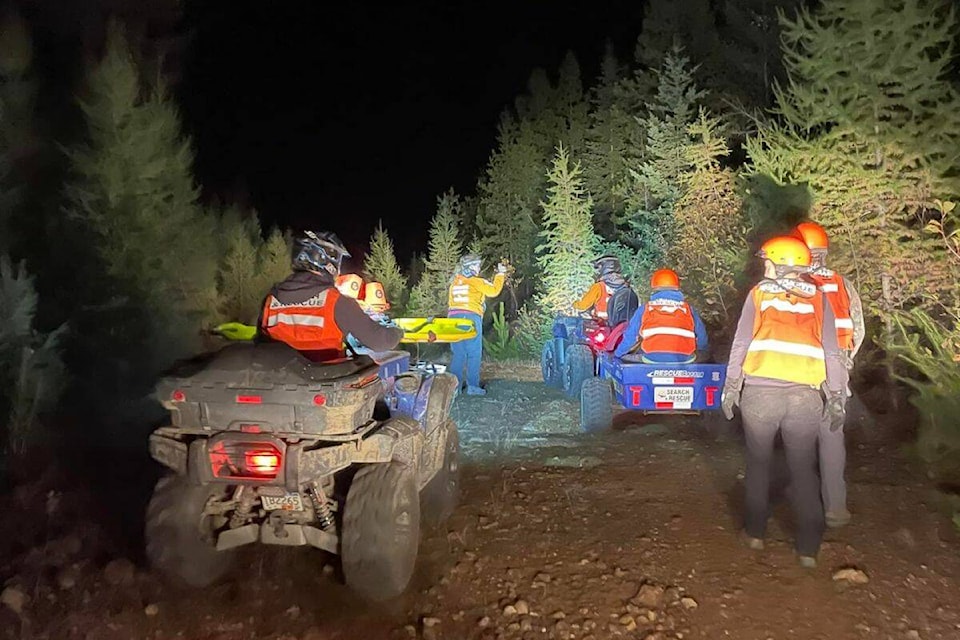 An injured man was safely extricated by Vernon Search and Rescue on Saturday, Oct. 7 night. (VSAR Photo) 
