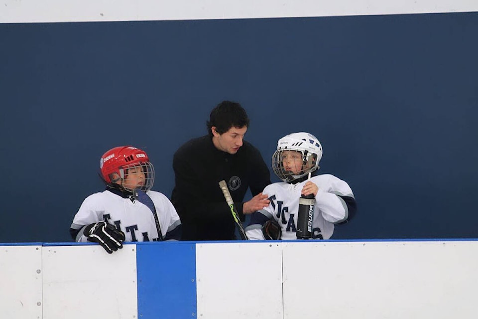 Kyle Sherbaty is seen coaching in a picture posted to Facebook by Pacific Titans Hockey. Sherbaty passed away Oct. 4. (Image via facebook.com/PacificTitansHockey) 