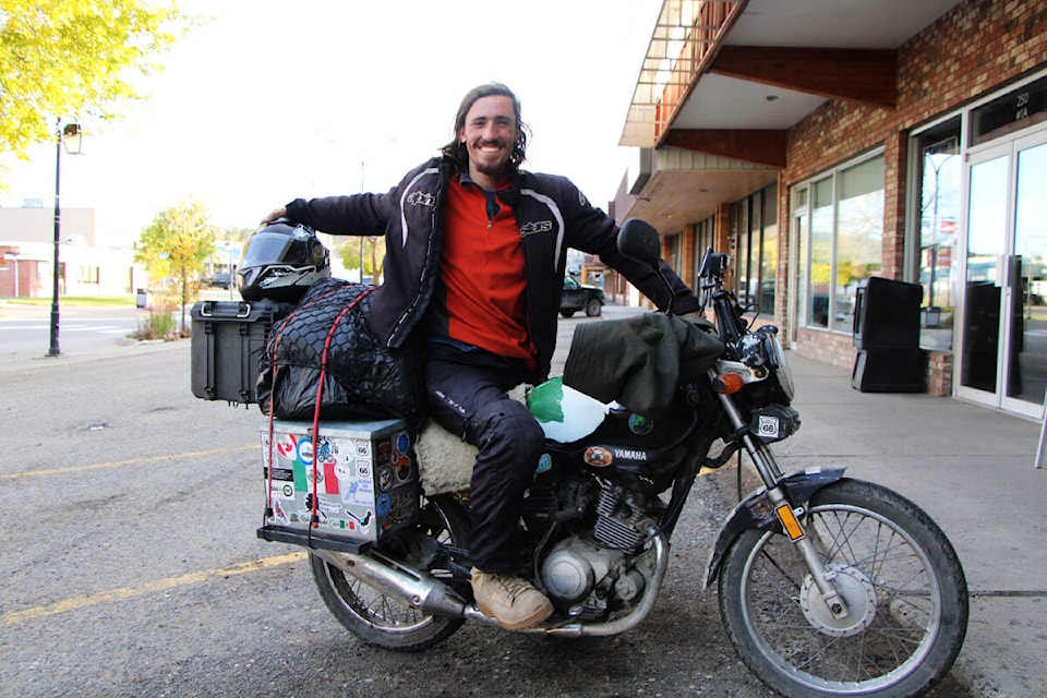 (Patrick Davies photo - 100 Mile Free Press)Alejandro Moro has owned his motorcycle La Poderosa Betsy since 2016 and has ridden her across South America, Central America and most recently the Pacific Northwest. (Patrick Davies photo - 100 Mile Free Press) 