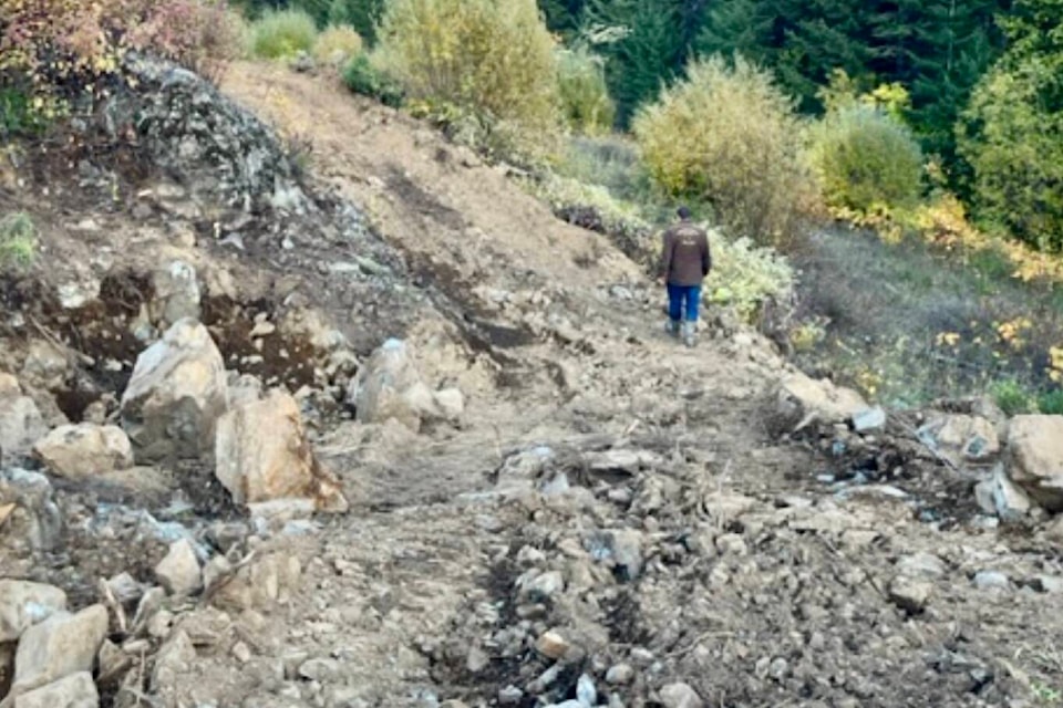 Jim Urquhart on the service road BC Hydro started building earlier this month. Photo: Submitted 