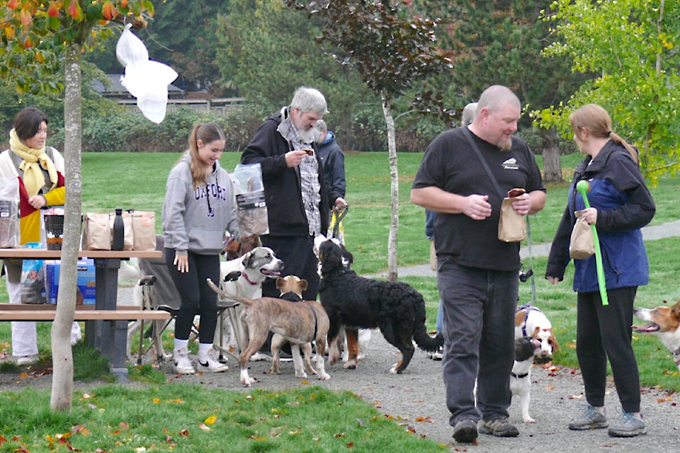 Uplands Dog Park in 91ԭ was filled with dogs, many in Halloween outfits on Saturday, Oct. 21, as they made the rounds for the first ‘Halloweener’ trick or treat event for canines. (Dan Ferguson/91ԭ Advance Times) 
