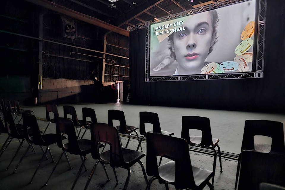 For the first-ever Langley City Film Festival (LCFF) Oct. 21-22, the production space at Lumiere Studios was transformed into a movie theatre. (Dan Ferguson/Langley Advance Times) 