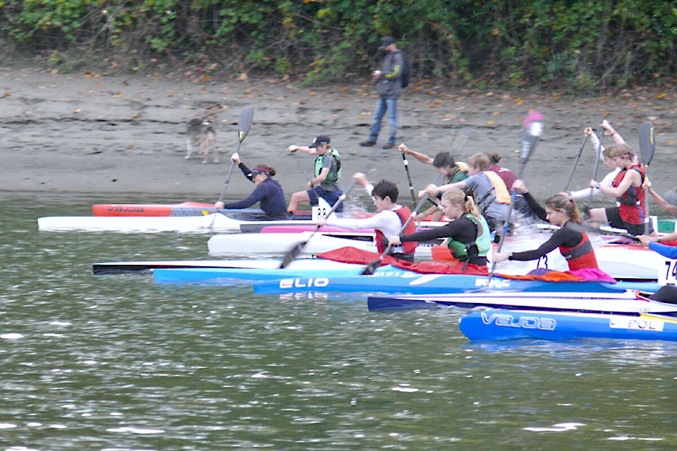 Top young paddlers from around the province took to the waters of Bedford channel over the Oct 21- 22 weekend, an event hosted by Fort Canoe and Kayak Club. (Dan Ferguson/Langley Advance Times) 