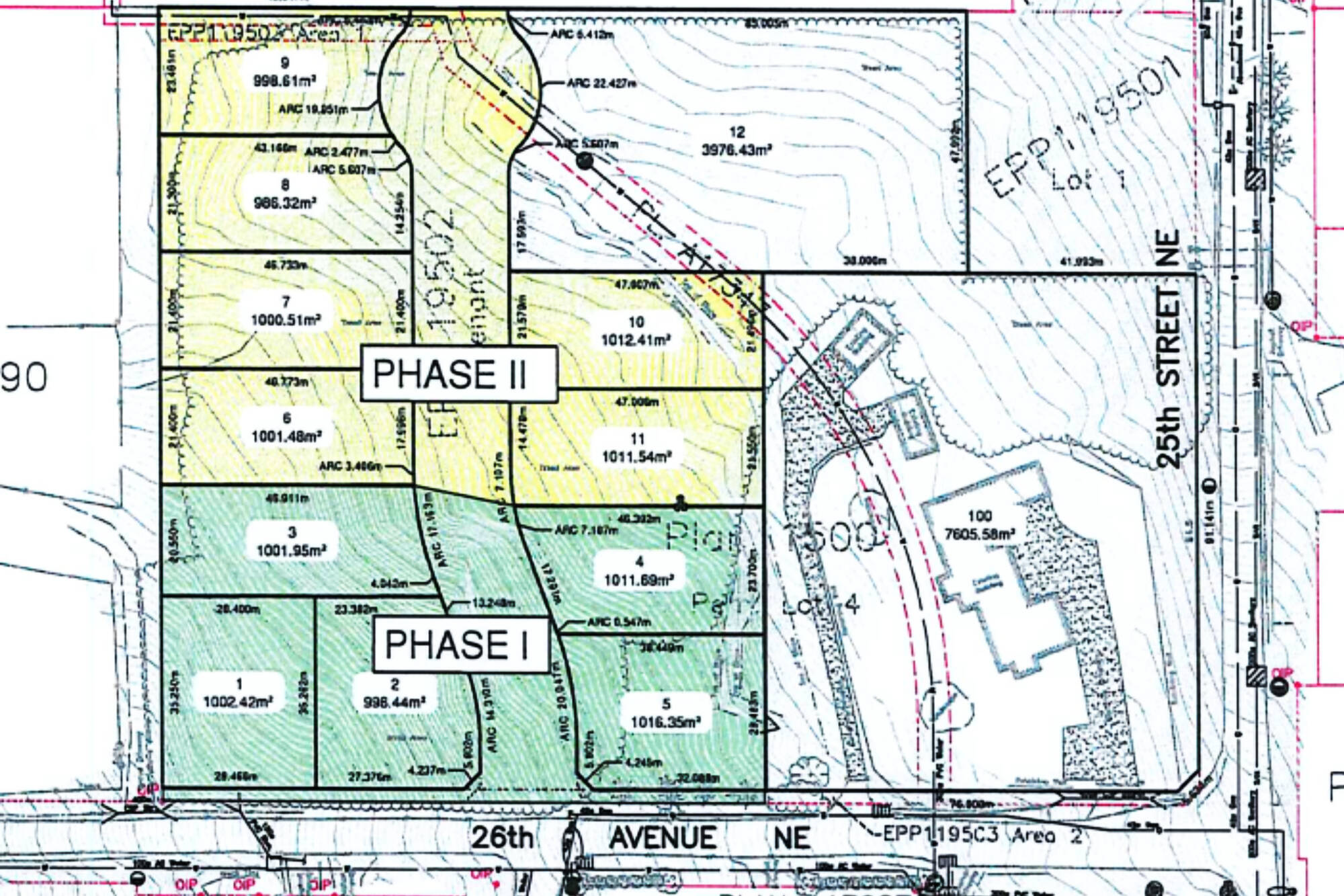A subdivision application for 2391 26th Ave. NE would divide the approximately six-acre Salmon Arm property into 13 parcels. (City of Salmon Arm image) 