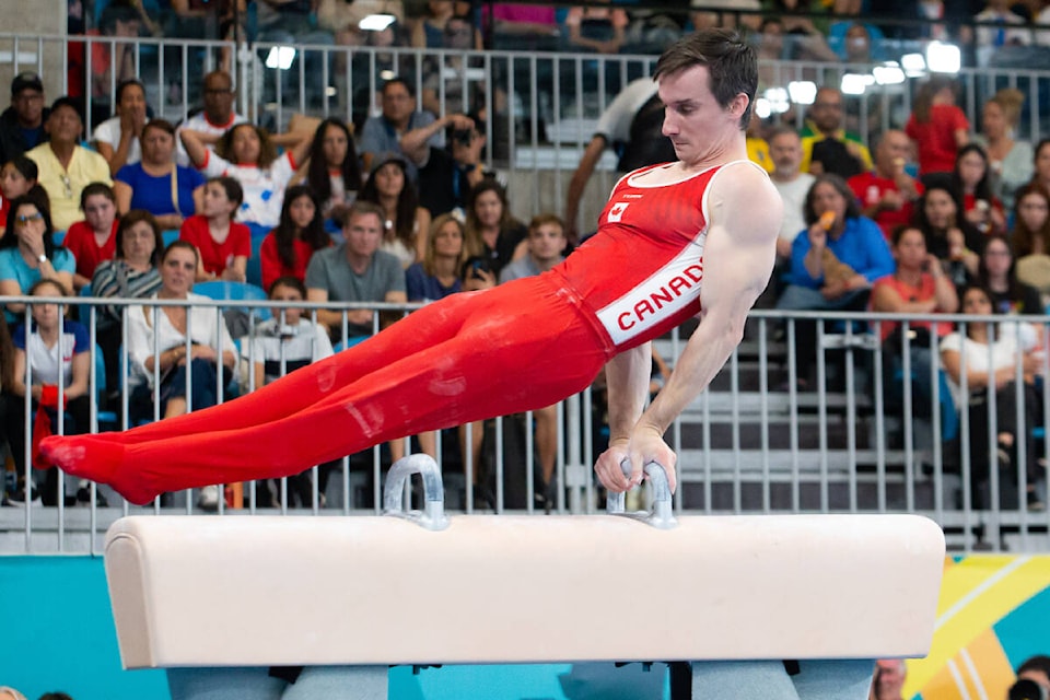 Zachary Clay performs on Pommel during the Artistic Gymnastics Apparatus Final at the Santiago 2023 Pan American Games. (Santiago2023 Daniel Lea) 