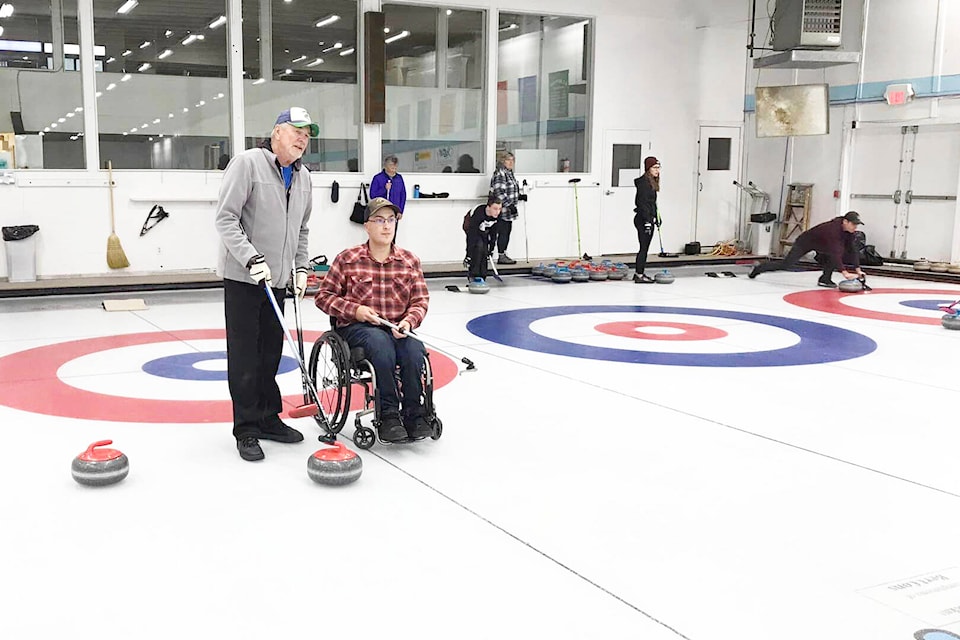 Curling has kicked off for the season in Williams Lake, with the newly accessible ice surface seeing the first wheelchair curler. Allan Stafford came out for a drop-in curling event at the club. (Williams Lake Curling Club photo) 